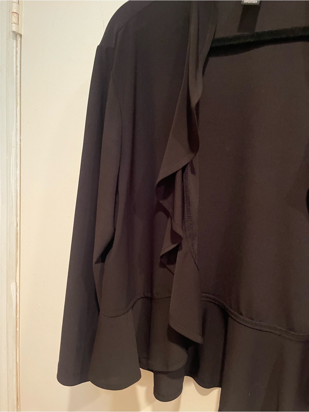 Black Ruffle-Front Open Cardigan - Picture 2 of 4